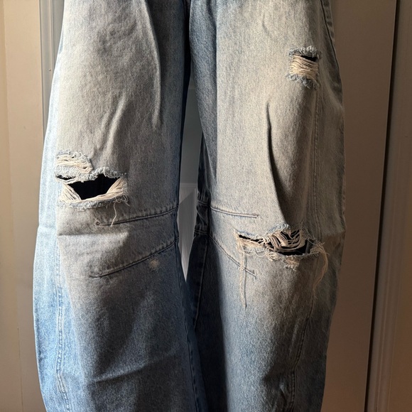 Free People Good Luck Mid-Rise Barrel Jeans in Barnyard Blue - Picture 10 of 13